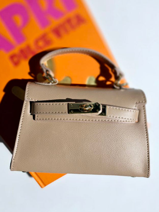 Sac bandouillère Kellie cuir petit modèle Taupe