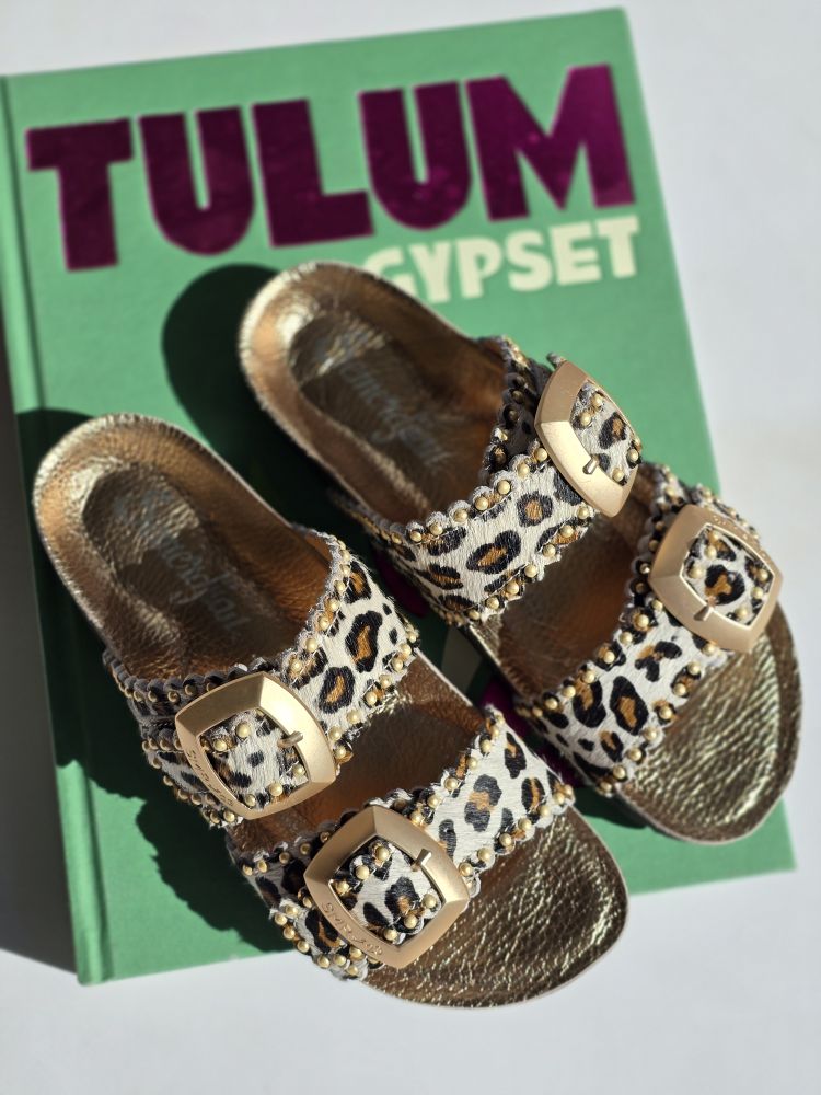 Mules ARONA cuir Semerdjian Léopard