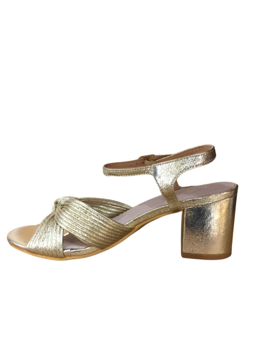 Sandales à talon bride noeud Doré