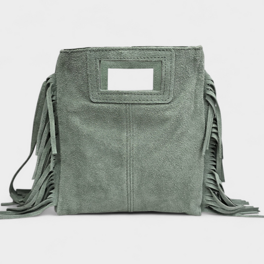 Sac frange rectangle - bandouillère Vert pastel