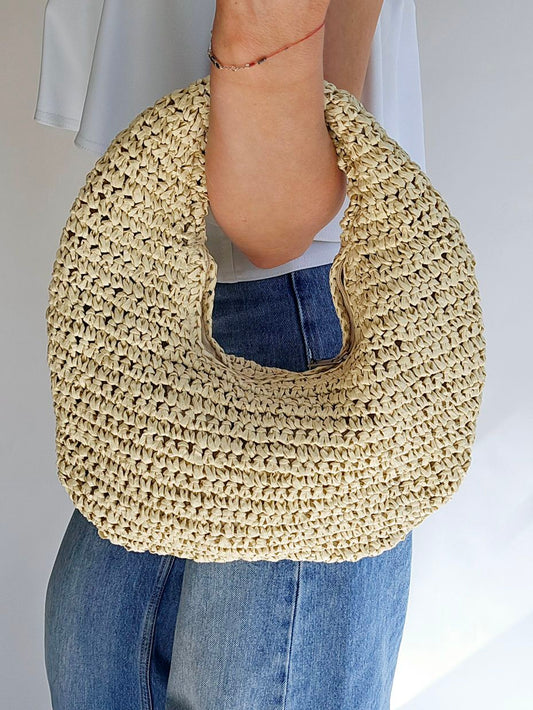 Sac banane raphia Beige clair