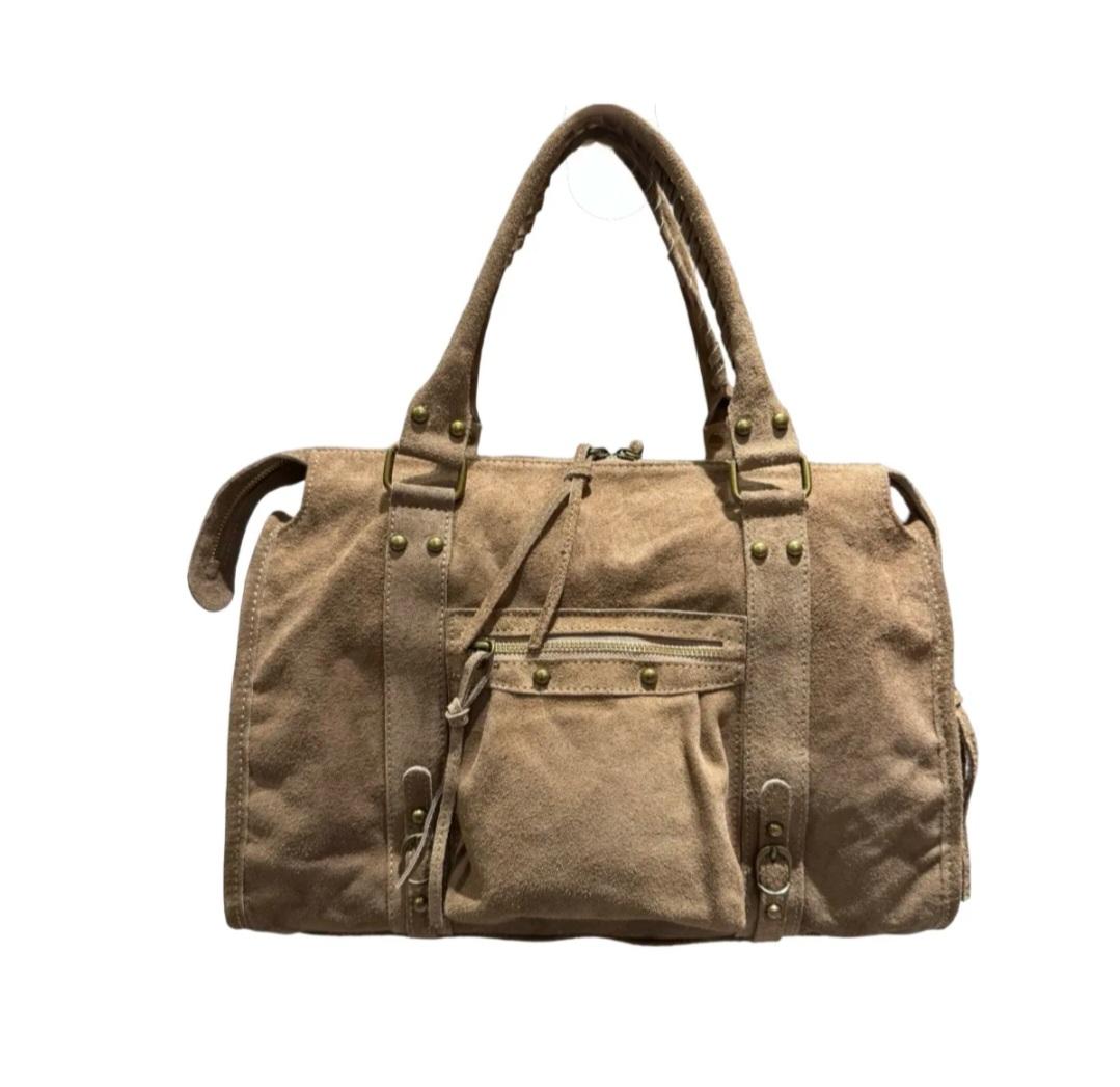 Sac Balou grand modèle daim Taupe