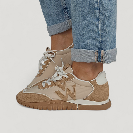 Baskets Wave Vanessa Wu - Premium cuir - Taupe