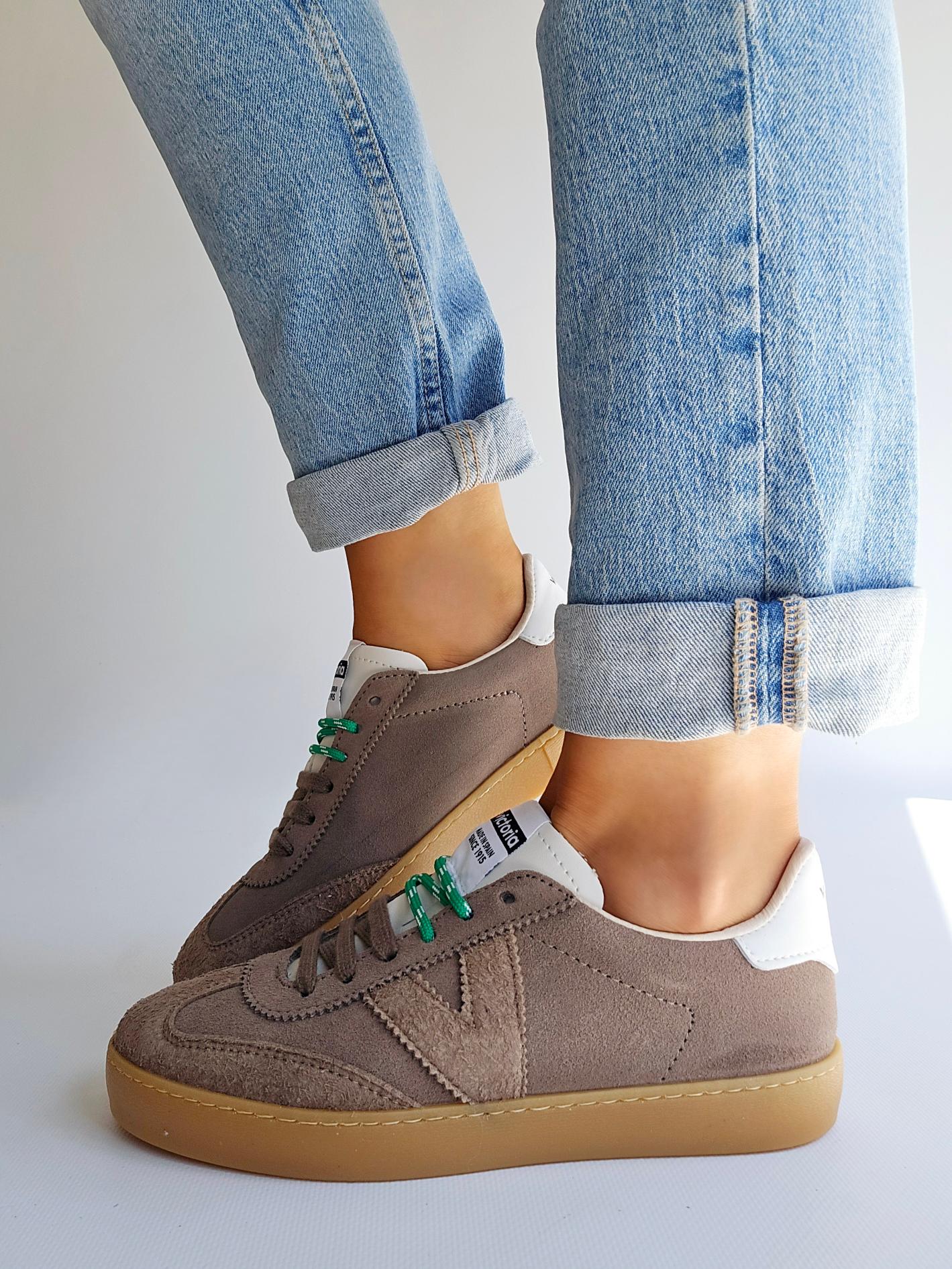 Baskets Victoria - BERLIN Taupe double lacet