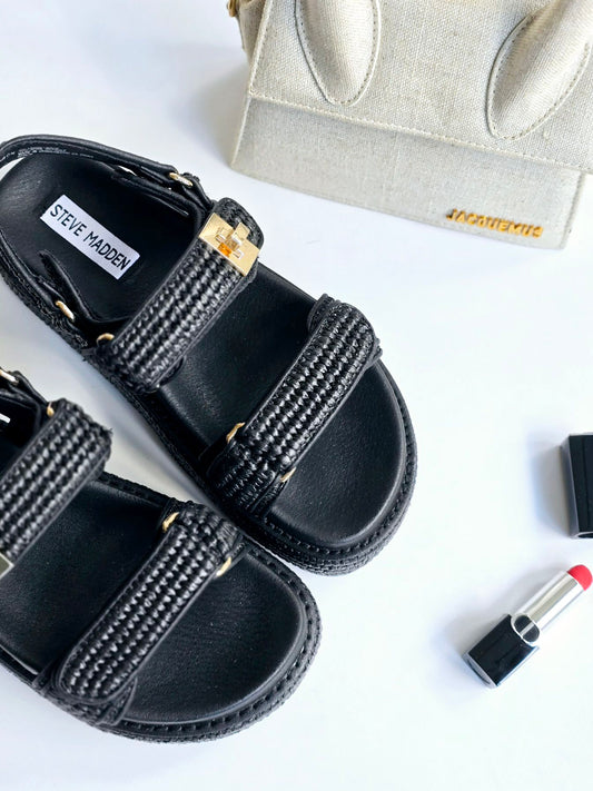 Sandales Steve Madden BIGMONA raphia Noir