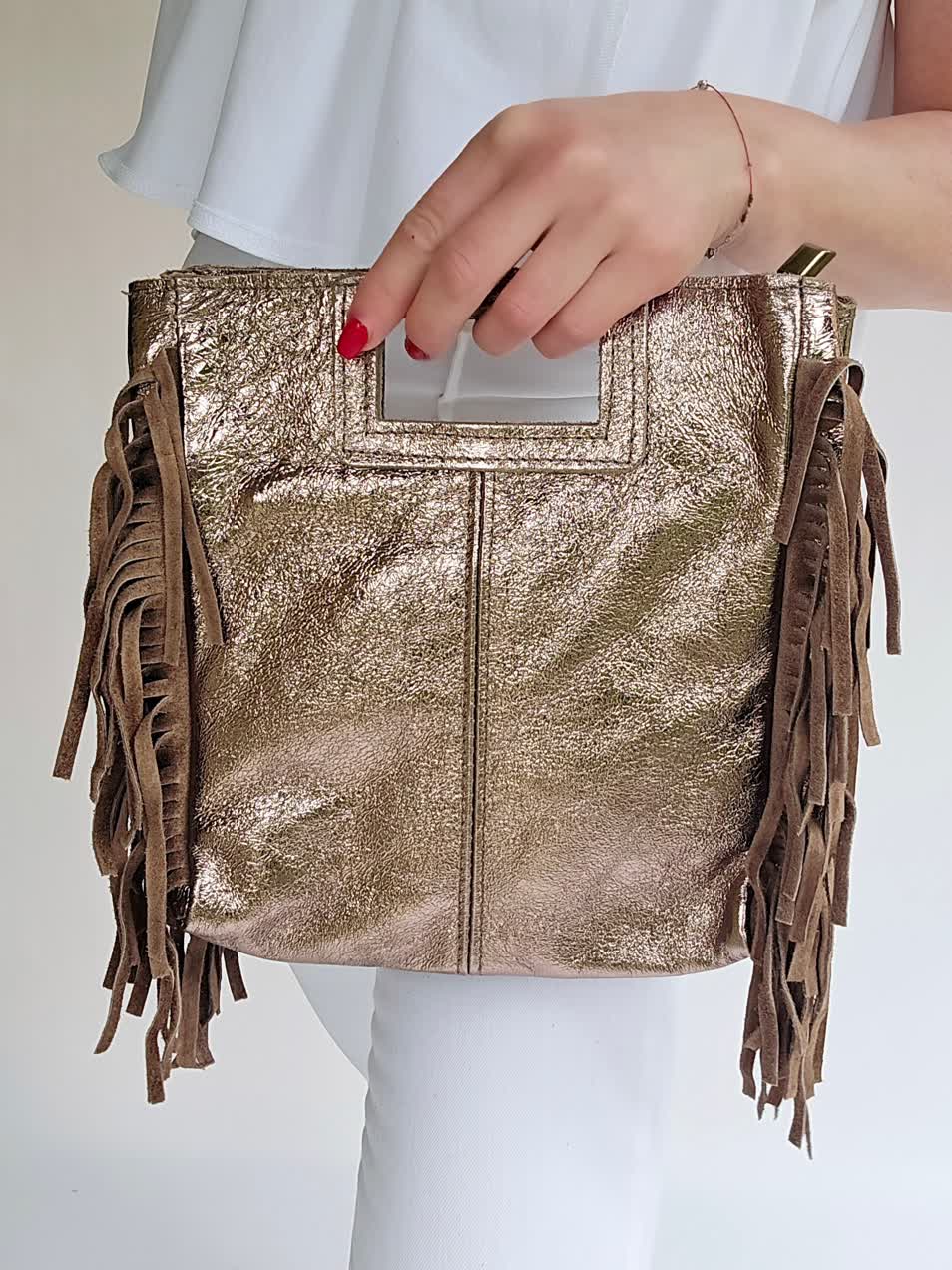 Sac bandouillère Frange Bronze