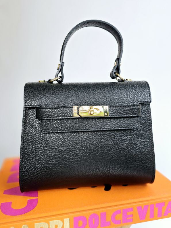 Sac Kellie cuir grainé Moyen Noir