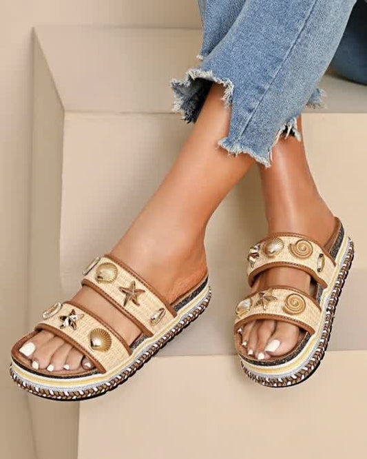 Mules coquillages Beige