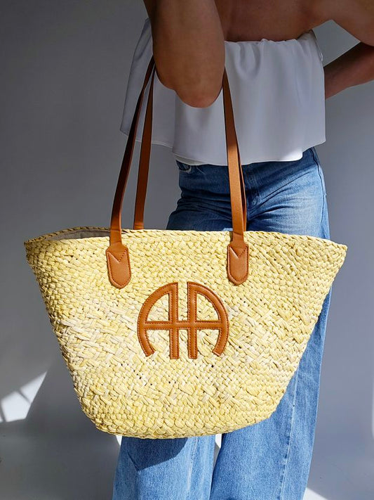 Cabas panier anse en cuir AA Jaune