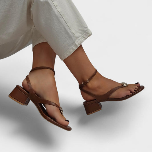 Sandales bijoux à talon – Nu-pieds élégants Camel