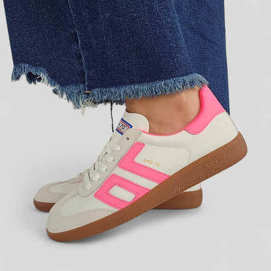 Baskets Back70 cloud Blanc & Rose