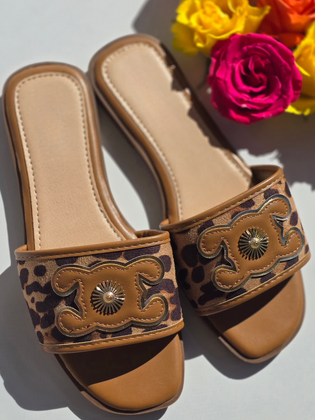 Mules claquettes CC Léopard