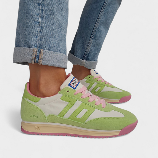 Baskets Back70 Barkley jogger Vert Pomme / Rose