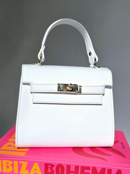 Sac Kellie cuir grainé Moyen Blanc