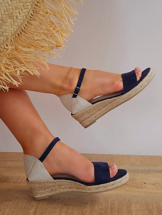 Sandales espadrilles Corina petit talon Bleu marine