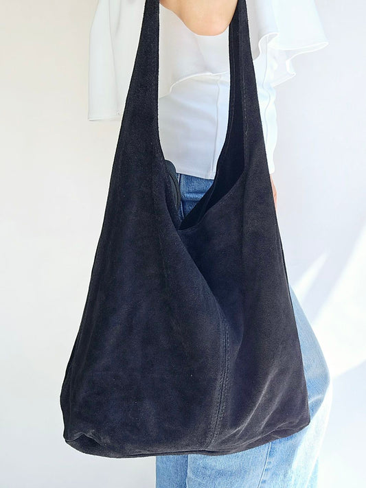 Cabas porté épaule daim Noir