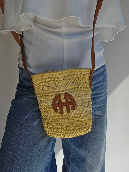 Besace bandouilère  raphia AA Jaune