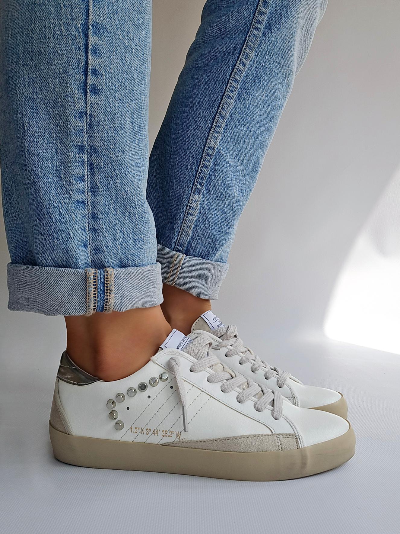 Baskets éclair Corina détails rivets Blanc