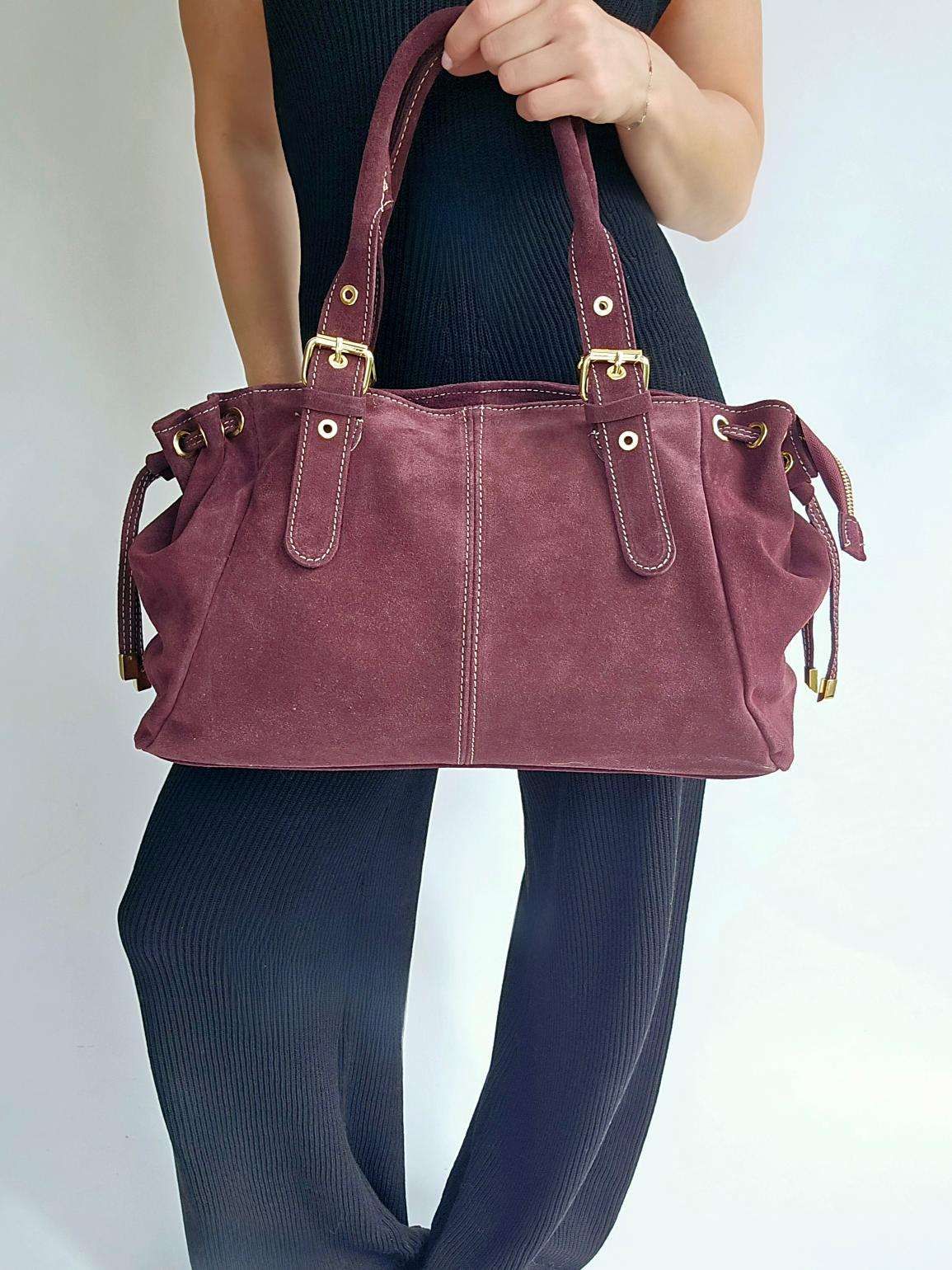 Sac Gérard grand modèle Daim Bordeaux