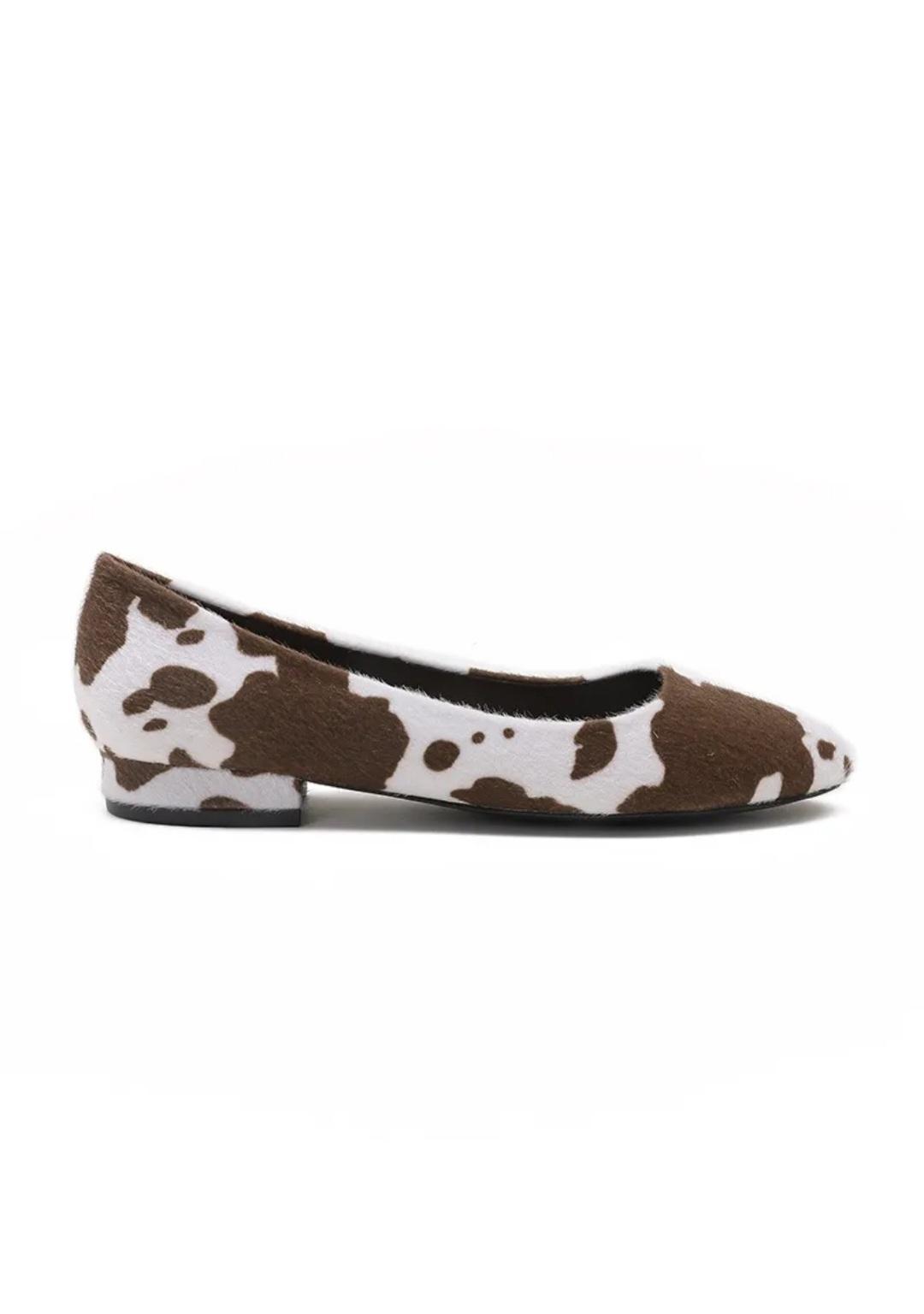 Ballerines petits talon motif Vache