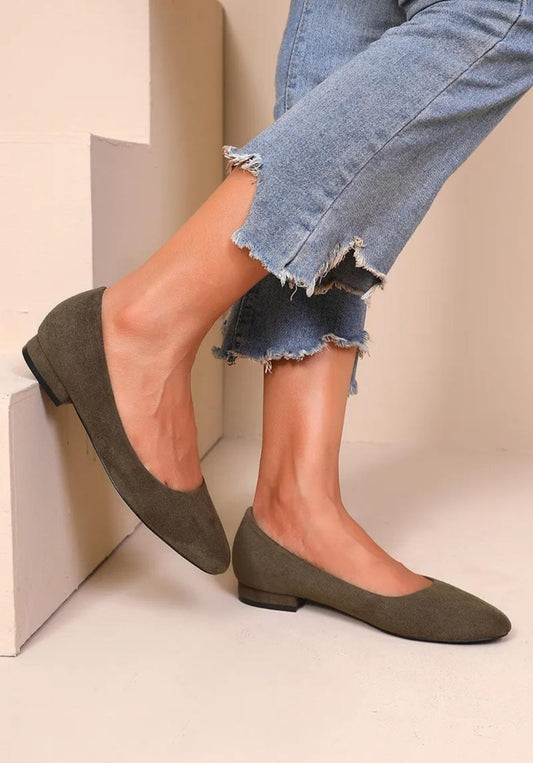 Ballerines petits talon Kaki