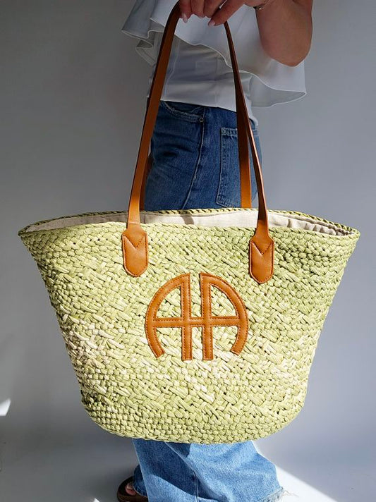Cabas panier anse en cuir AA Vert