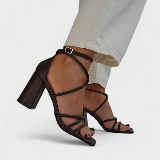 Sandales multi-brides à talon bloc – Choco