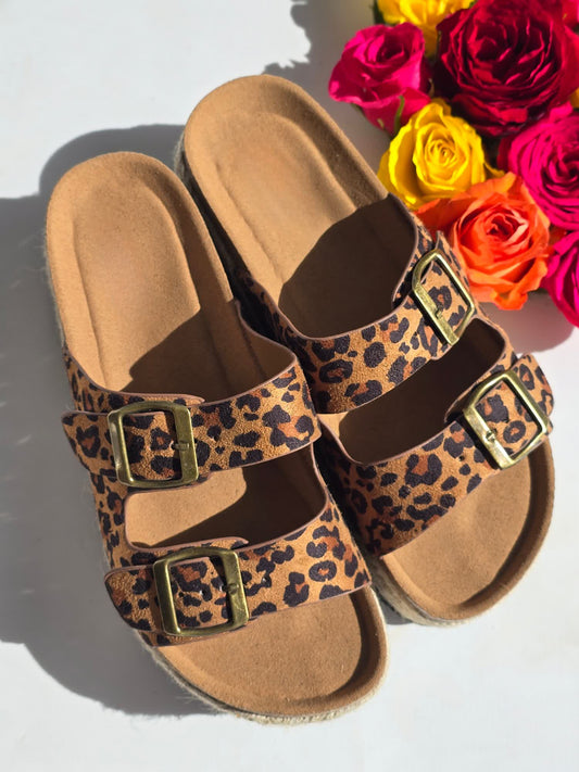 Mules plate-forme espadrilles Léopard