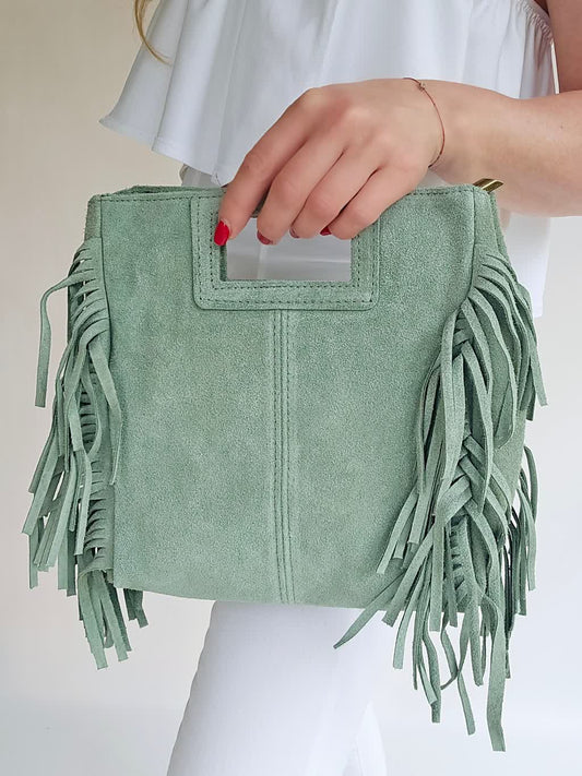 Sac bandouillère Frange Vert clair