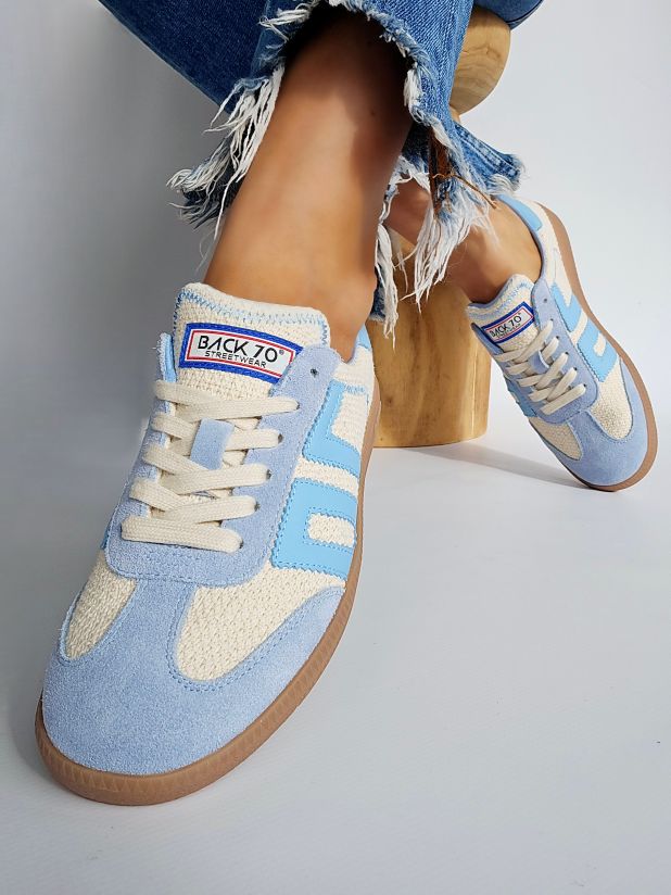 Baskets Back70 tweed Bleu ciel