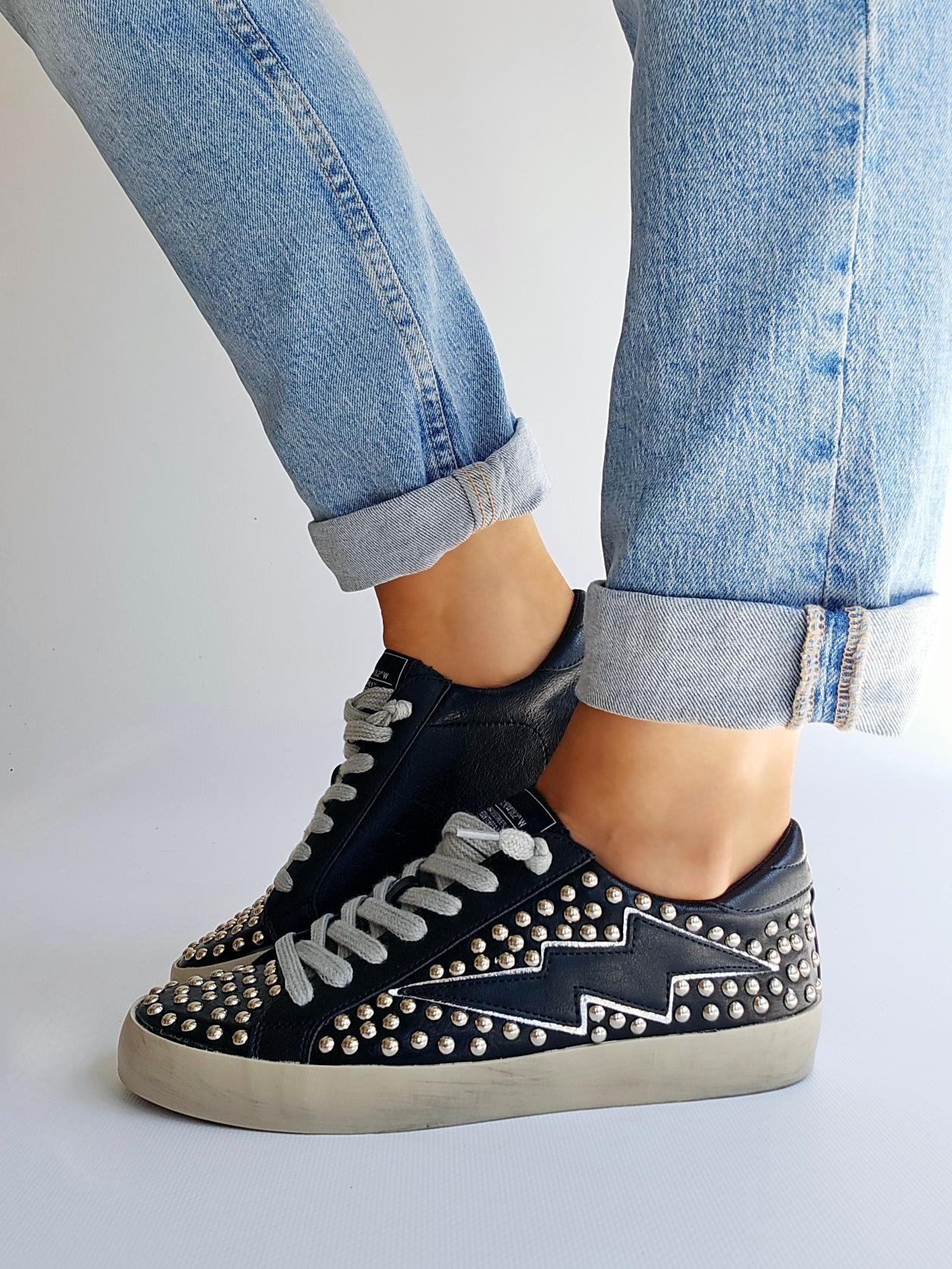 Baskets éclair Corina rivets Noir