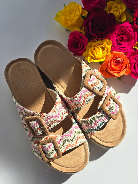 Mules espadrilles double boucles ZigZag