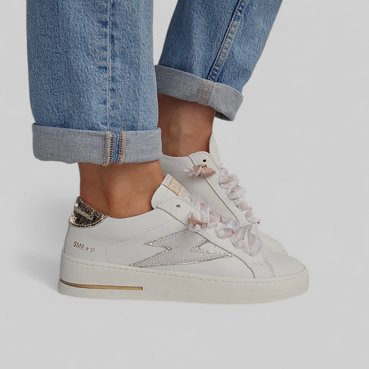 Baskets Semerdjian Maya D111 Blanc, Dentelle & Argent