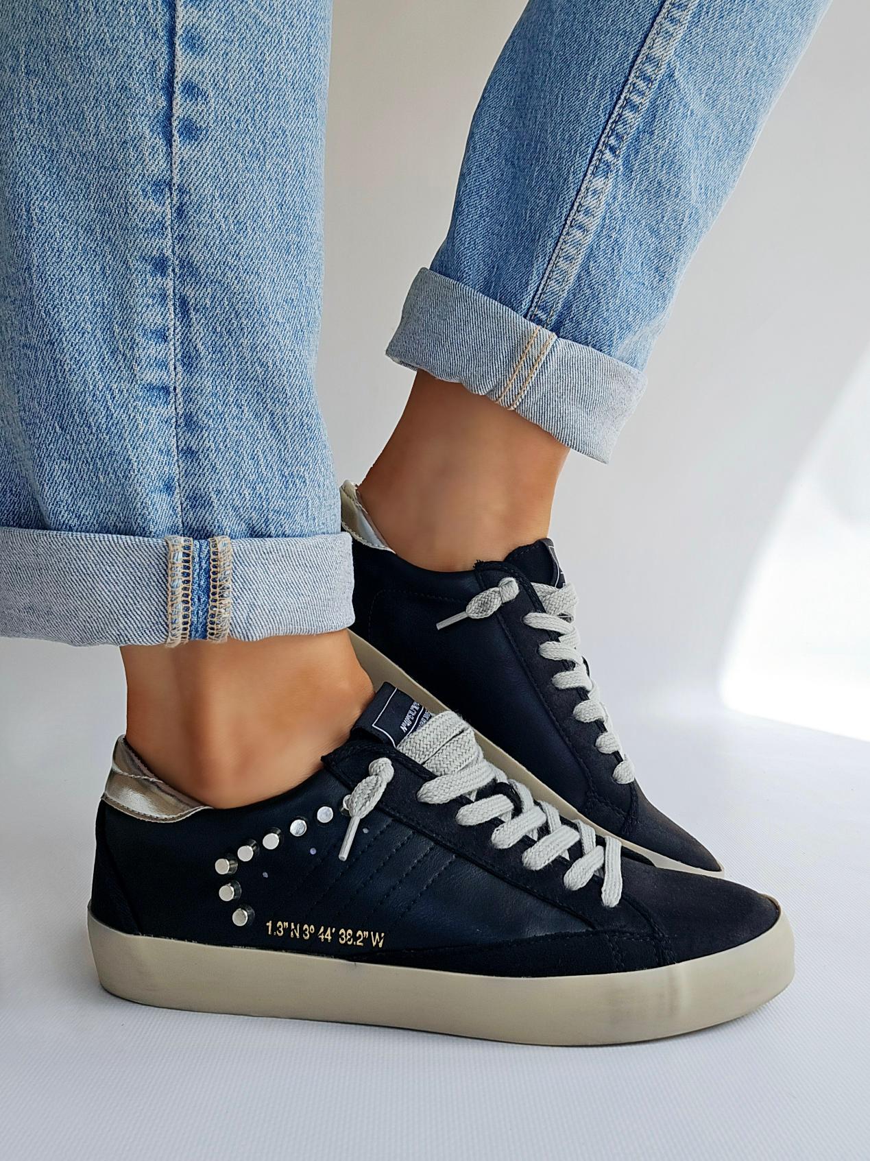Baskets éclair Corina détails rivets Noir