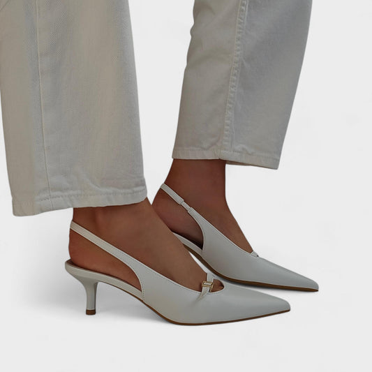 Escarpins slingback bout pointu – Blanc
