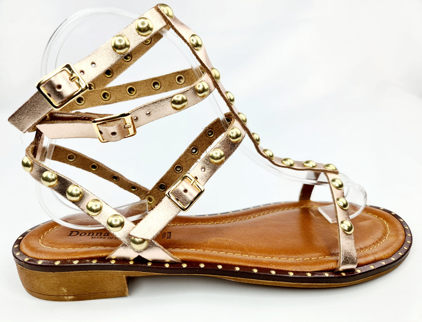 Donna lucca champagne round stud sandals