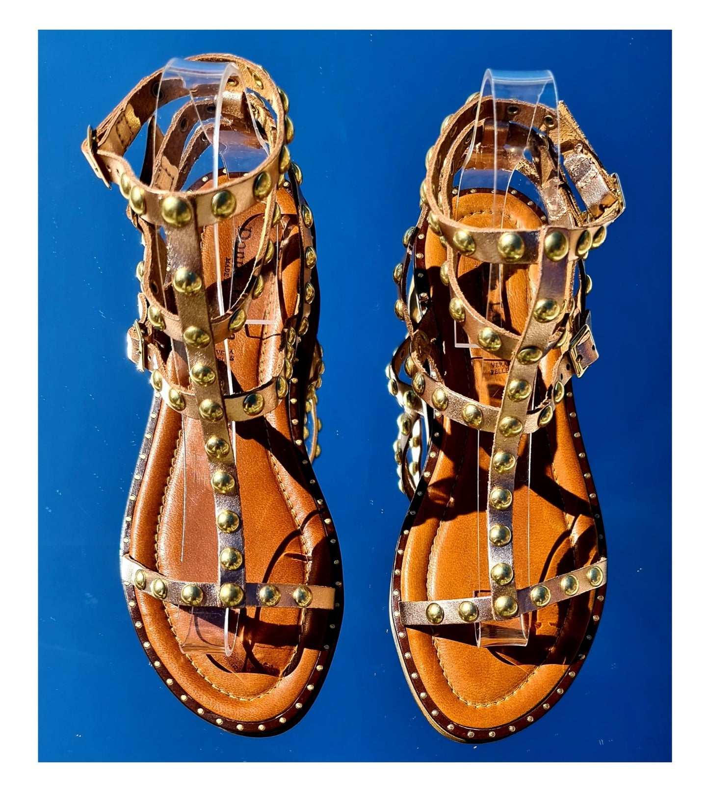 Donna lucca champagne round stud sandals