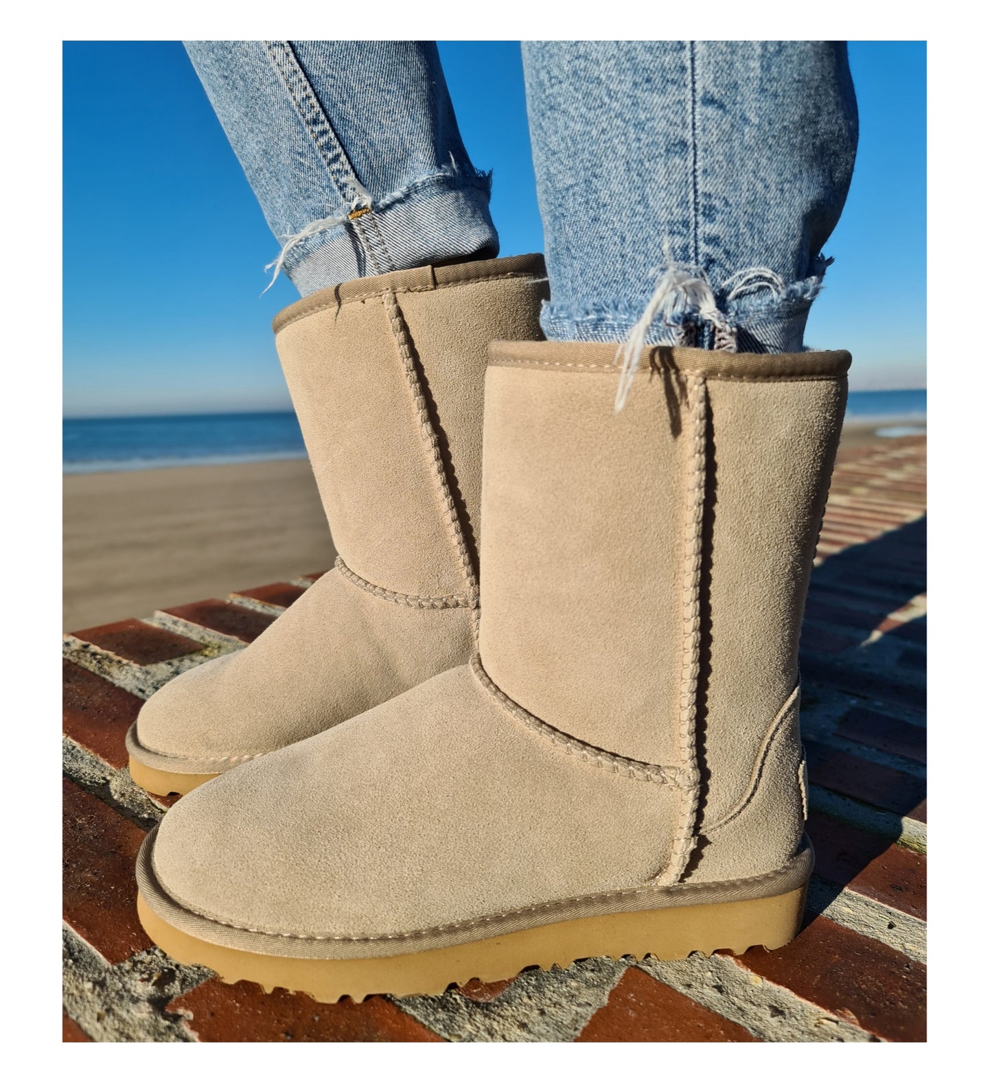 Women's classic taupe fur-lined boots